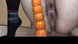 pumpkin dildo fills ftm with Halloween spirit