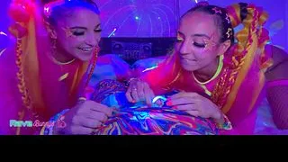 Sasha Tatcha and Madison Steele Shine in Body Paint for a Neon Threeway