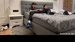 Two friends jerk off together