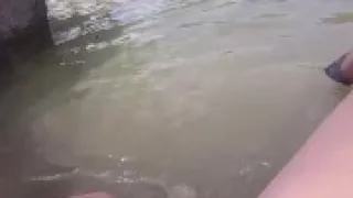 Outdoors peehole insertion and peeing