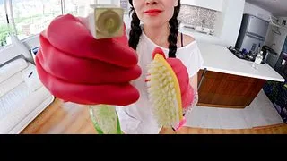 Gloved Handjob Turns Into a Sloppy Blowjob... She Never Took the Gloves Off