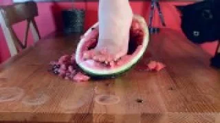 Crushing watermelon with nylon feet trailer
