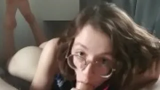Cute girl works for her Cumshot