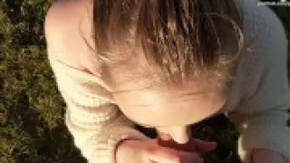 Sucking cock in nature and a deer saw us! - Miss Banana